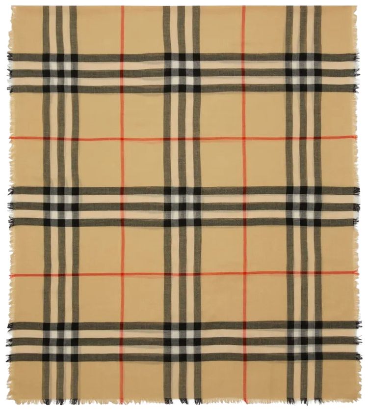 Burberry MU Lightweight Wool Scarf Sand