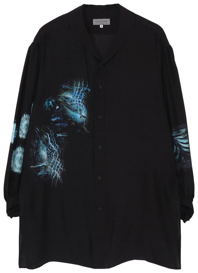 Yohji Yamamoto Pour Homme Sea Scarf Collar Blouse Black