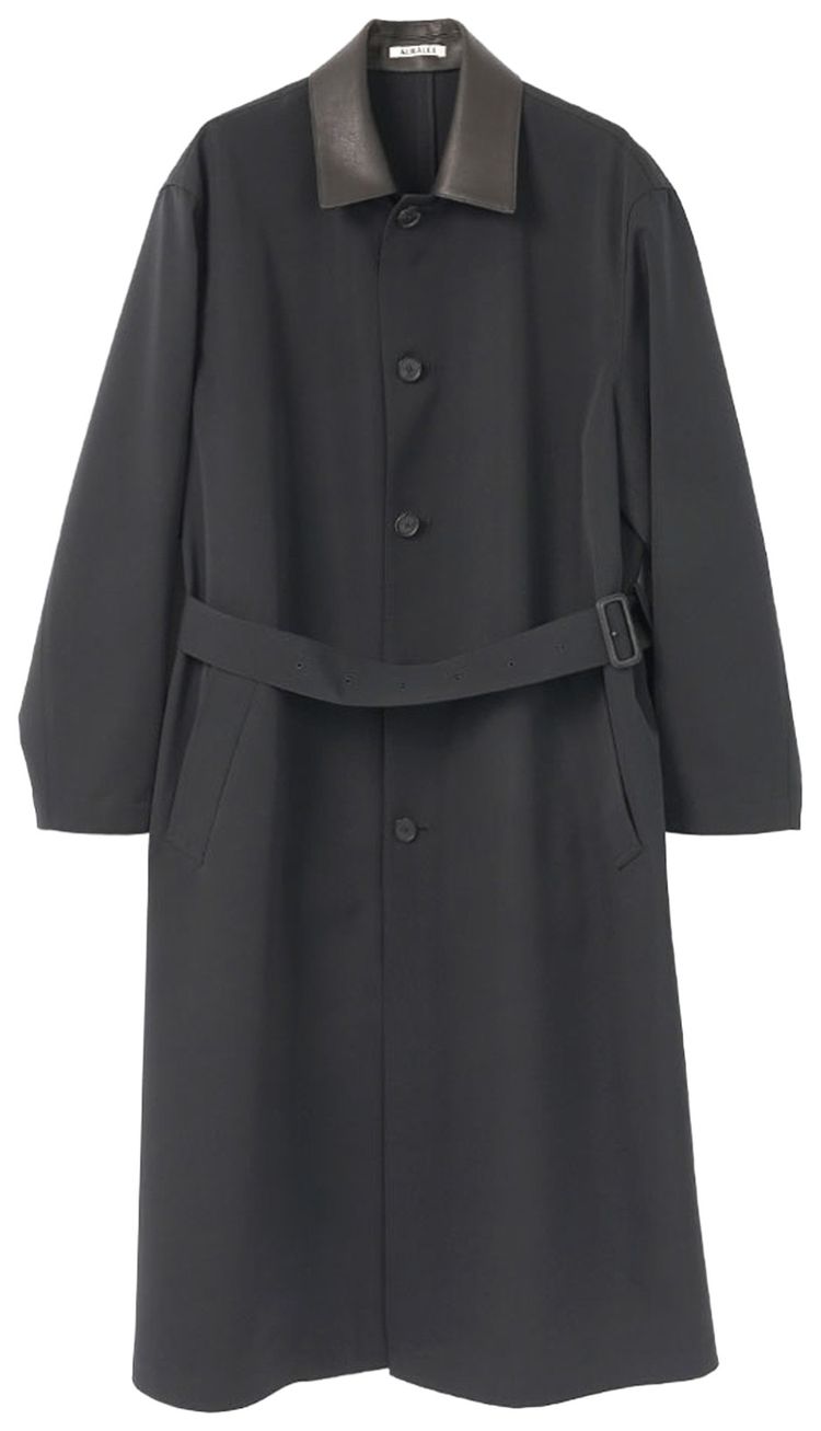 Auralee Wool Max Canvas Coat Black