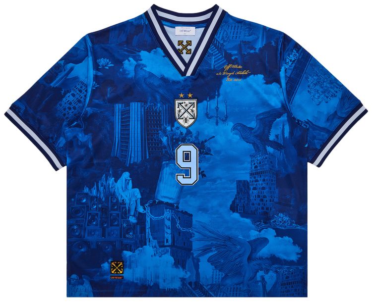 Off White World Paint Soccer Short Sleeve Tee Nautical Blue