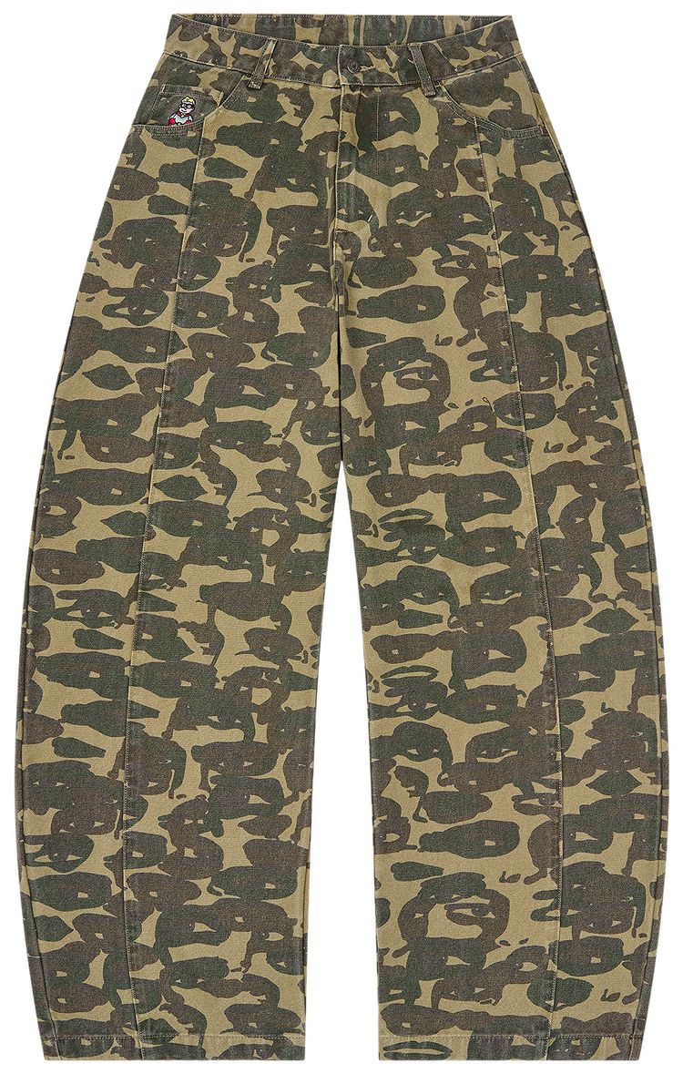 KidSuper Face Camo Wide Leg Jean Dark Green