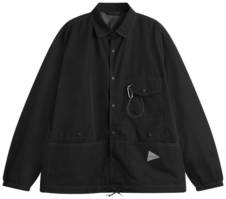 And Wander Crinkled Nylon Shirt Jacket Black