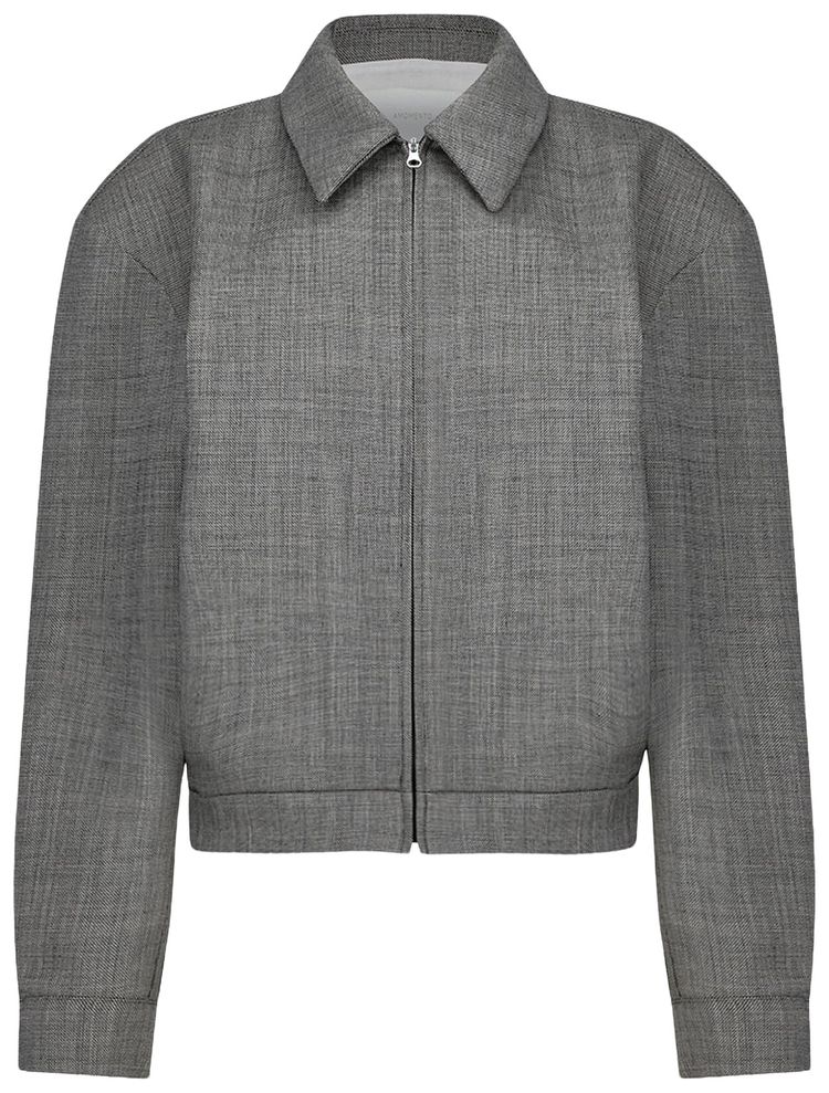 Amomento Wool Crop Zip Up Jumper Grey Beige