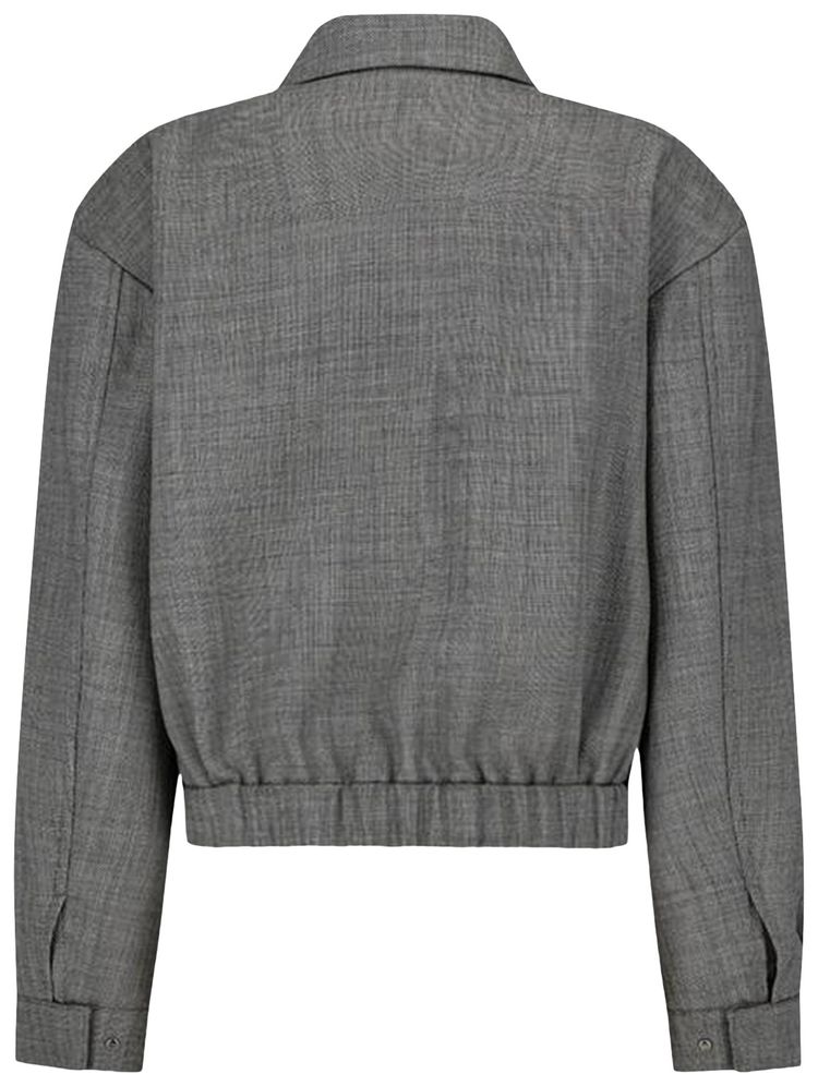 Amomento Wool Crop Zip Up Jumper Grey Beige