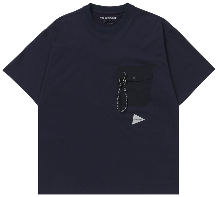 And Wander Pocket T Shirt Navy