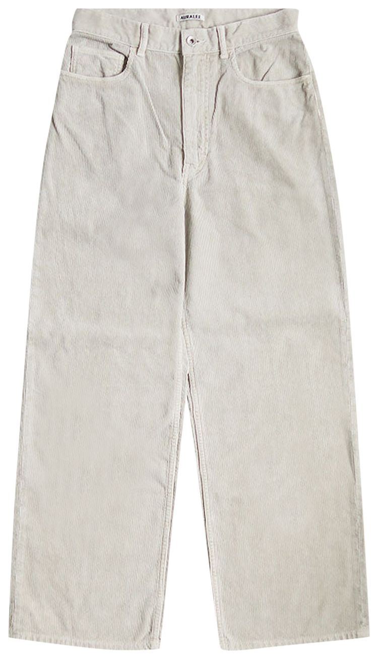 Auralee Garment Dyed Finx Corduroy 5p Wide Pants White Khaki