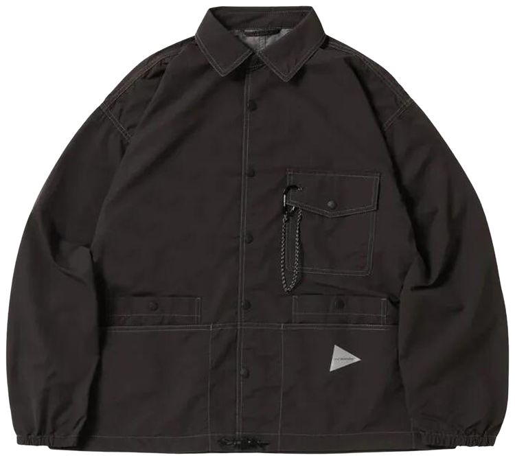 And Wander Crinkled Nylon Shirt Jacket Charcoal