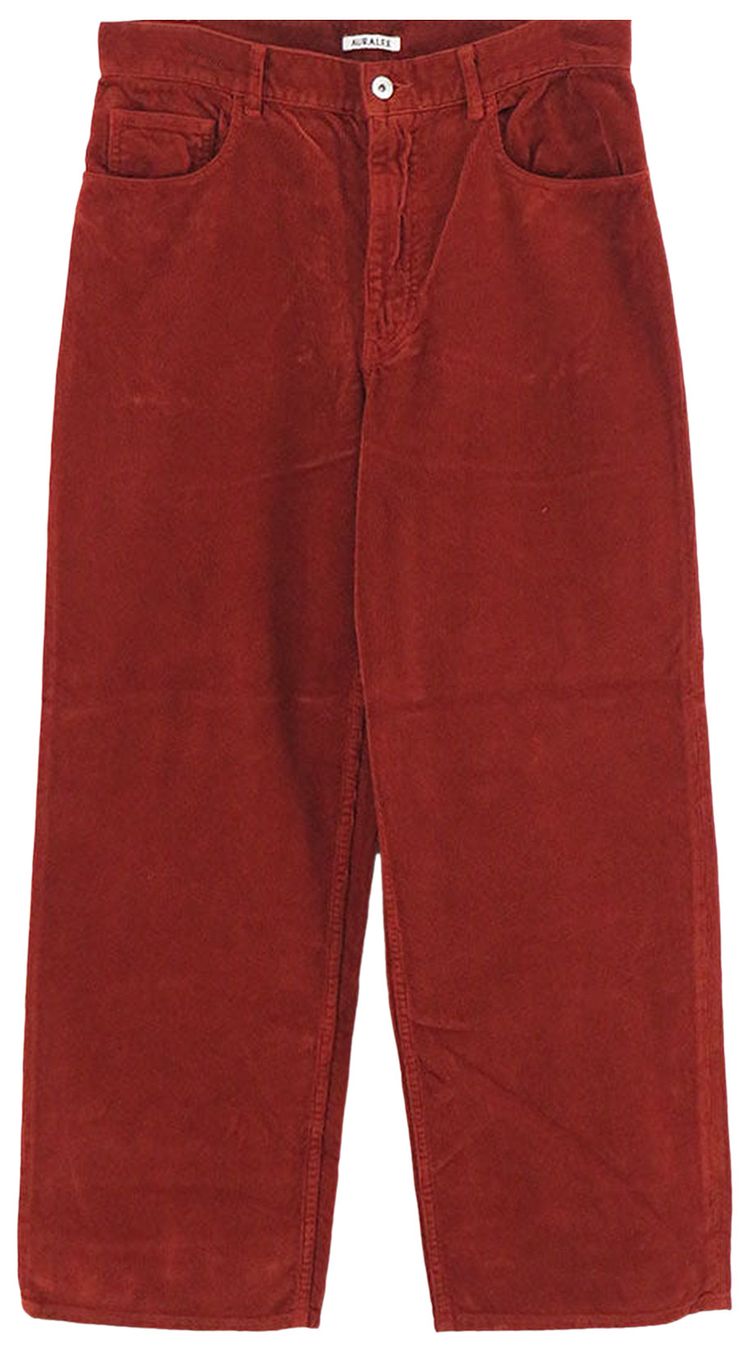 Auralee Garment Dyed Finx Corduroy 5p Wide Pants Red Brown