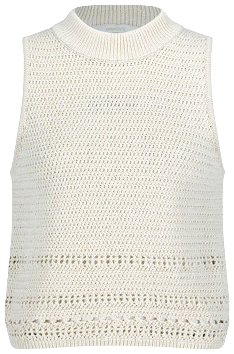 Amomento Crochet Knit Vest Beige