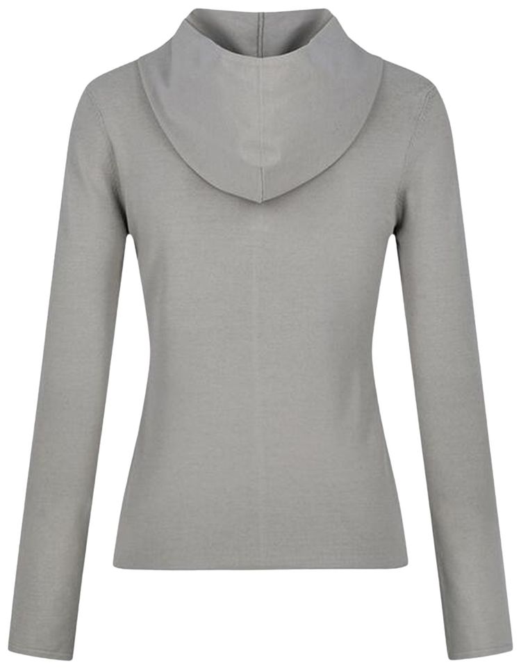 Amomento Half Zip Up Hoodie Knit Grey Beige
