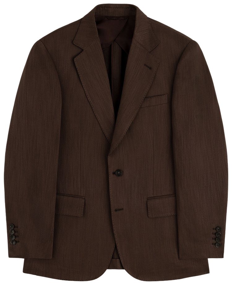 Aime Leon Dore Single Breasted Linen Blend Suit Jacket Brown
