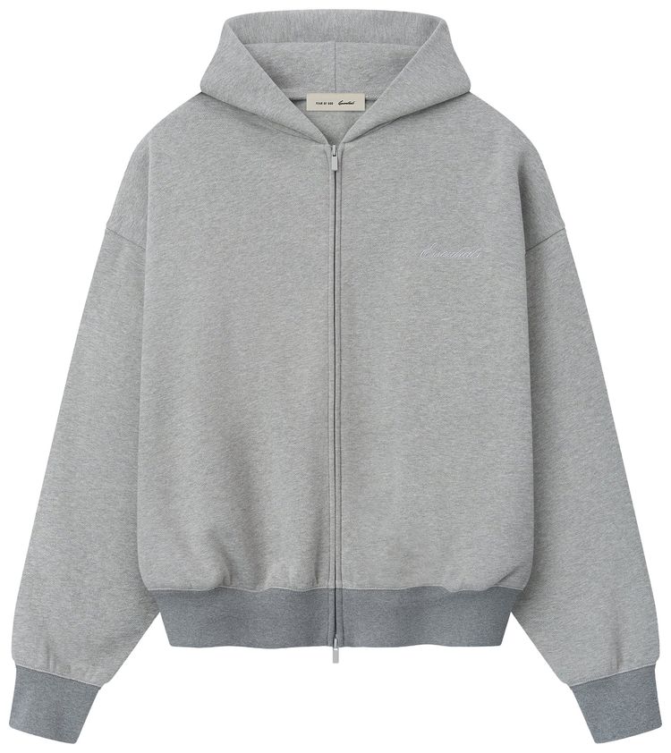 Fear of God Essentials Signature Classic Full Zip Hoodie Concrete Heather