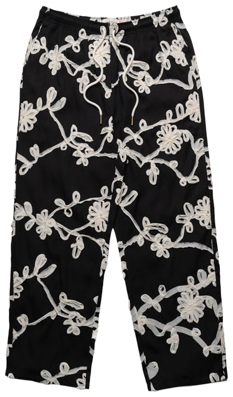 Honor The Gift Floral Ribbon Ankle Pant Black