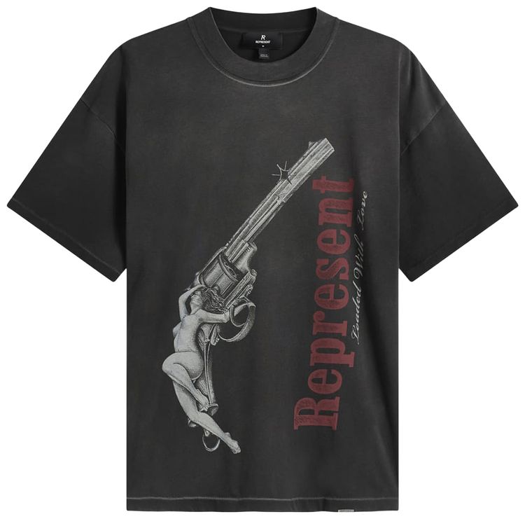 Represent Clo Loaded With Love T Shirt Stained Black
