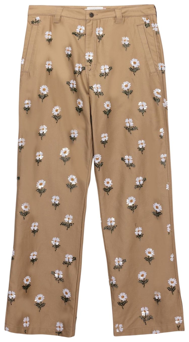 Honor The Gift Flowers Beaded Pants Taupe
