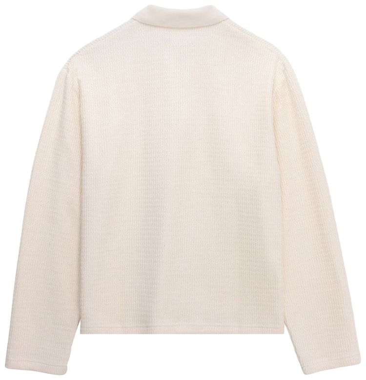 Honor The Gift Wavy Knit Long Sleeve Polo Shirt Bone