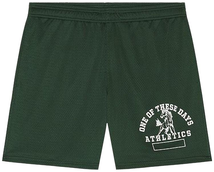 One Of These Days Mustang Athletics Mesh Shorts Forest Green