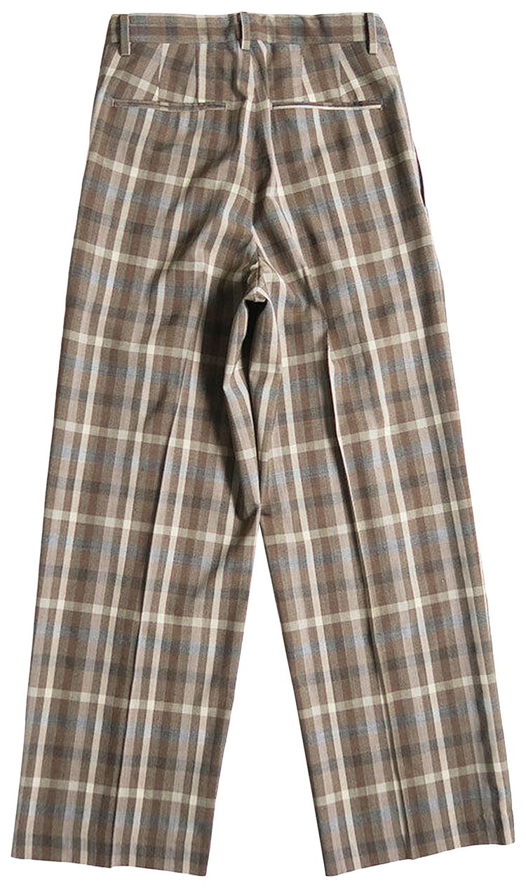 Auralee Super Fine Tropical Wool Check Two Tuck Slacks Top Brown Check