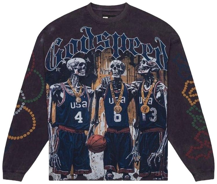 Godspeed Dream Team Long Sleeve T Shirt Black wash
