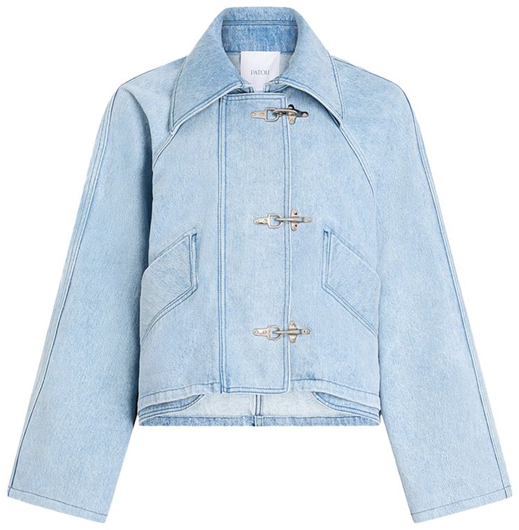 Patou Oversize Denim Cropped Jacket Riviera Sky Blue