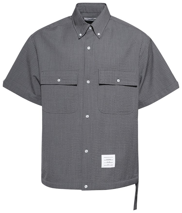 Thom Browne Short Sleeve Track Shirt Light Grey