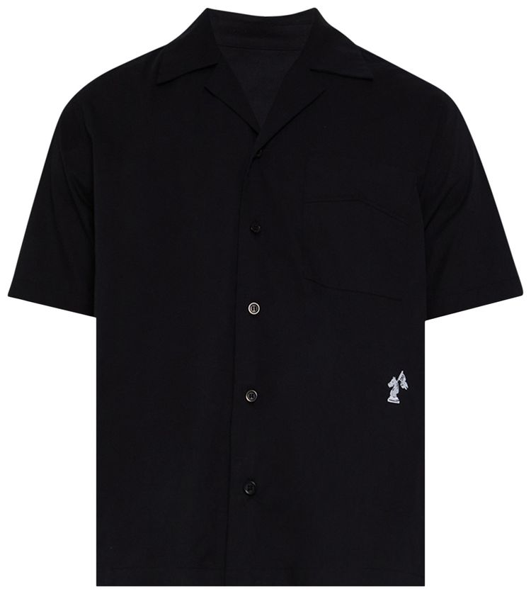 Rhude Camp Collar Logo Shirt BlackWhite