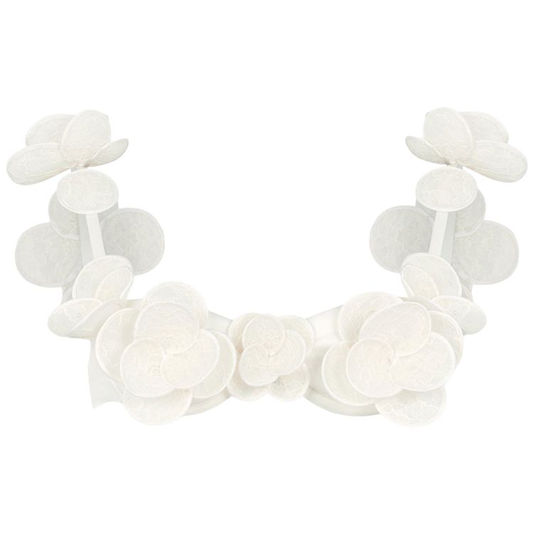 David Koma 3D Lace Flower Embroidered Bra White