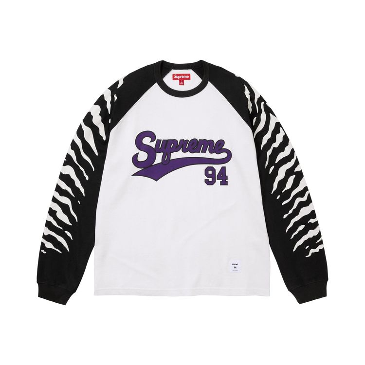 Supreme Tiger Raglan Long Sleeve Top White
