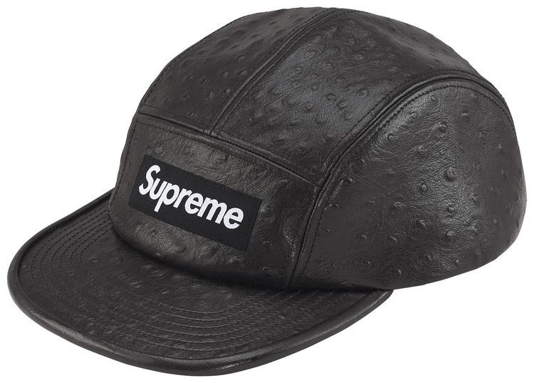 Supreme Ostrich Embossed Leather GORE TEX Camp Cap Black