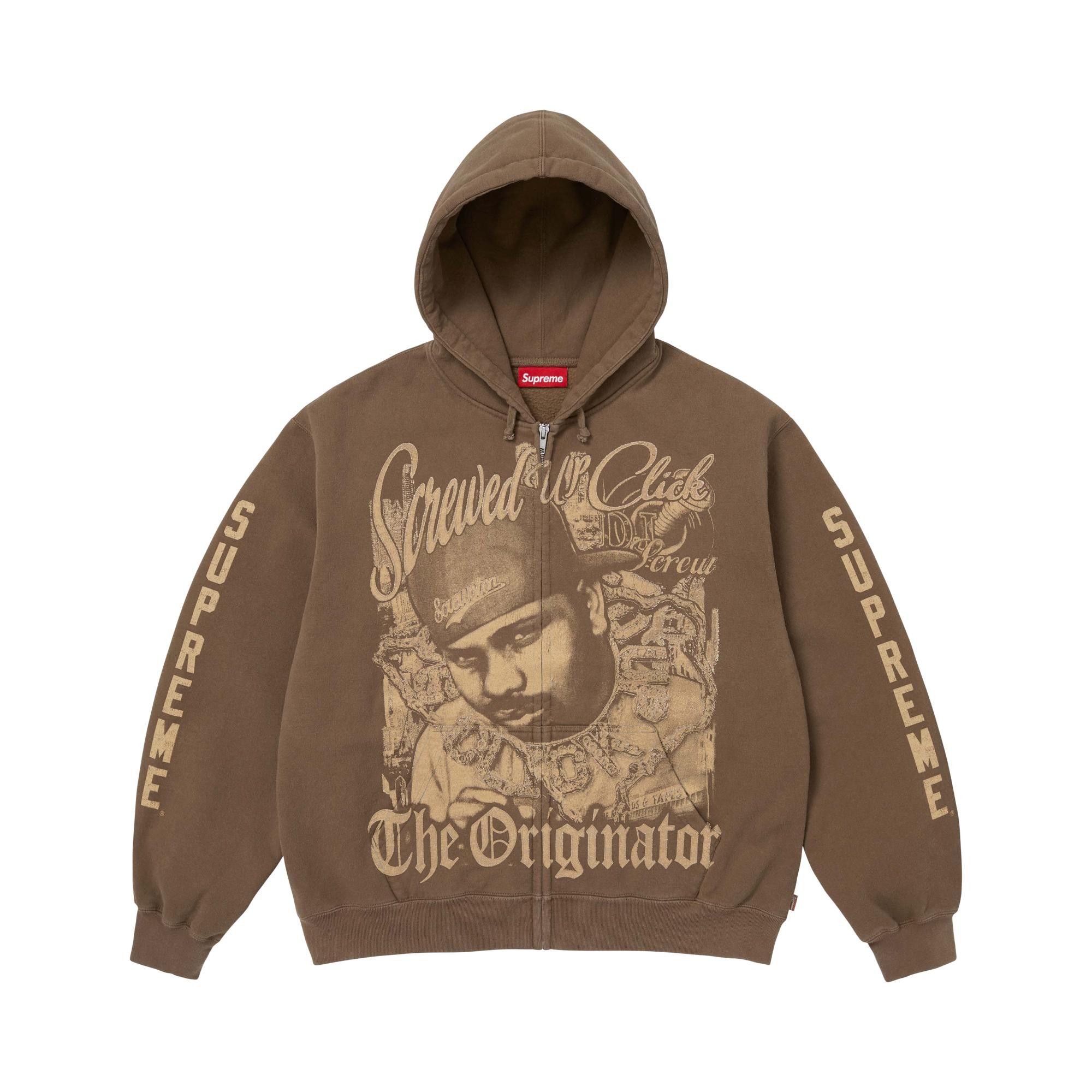 Buy Supreme x Dj Screw Zip Up Hooded Sweatshirt 'Dusty Brown