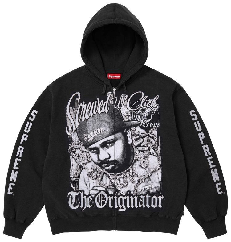 Supreme x Dj Screw Zip Up Hooded Sweatshirt 'Black'