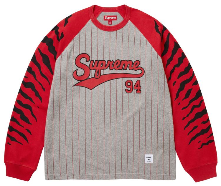Supreme Tiger Raglan Long Sleeve Top Heather Grey