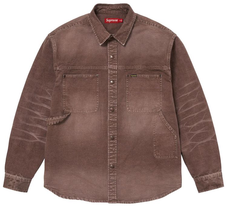 Supreme Worn Snap Painter Shirt Brown