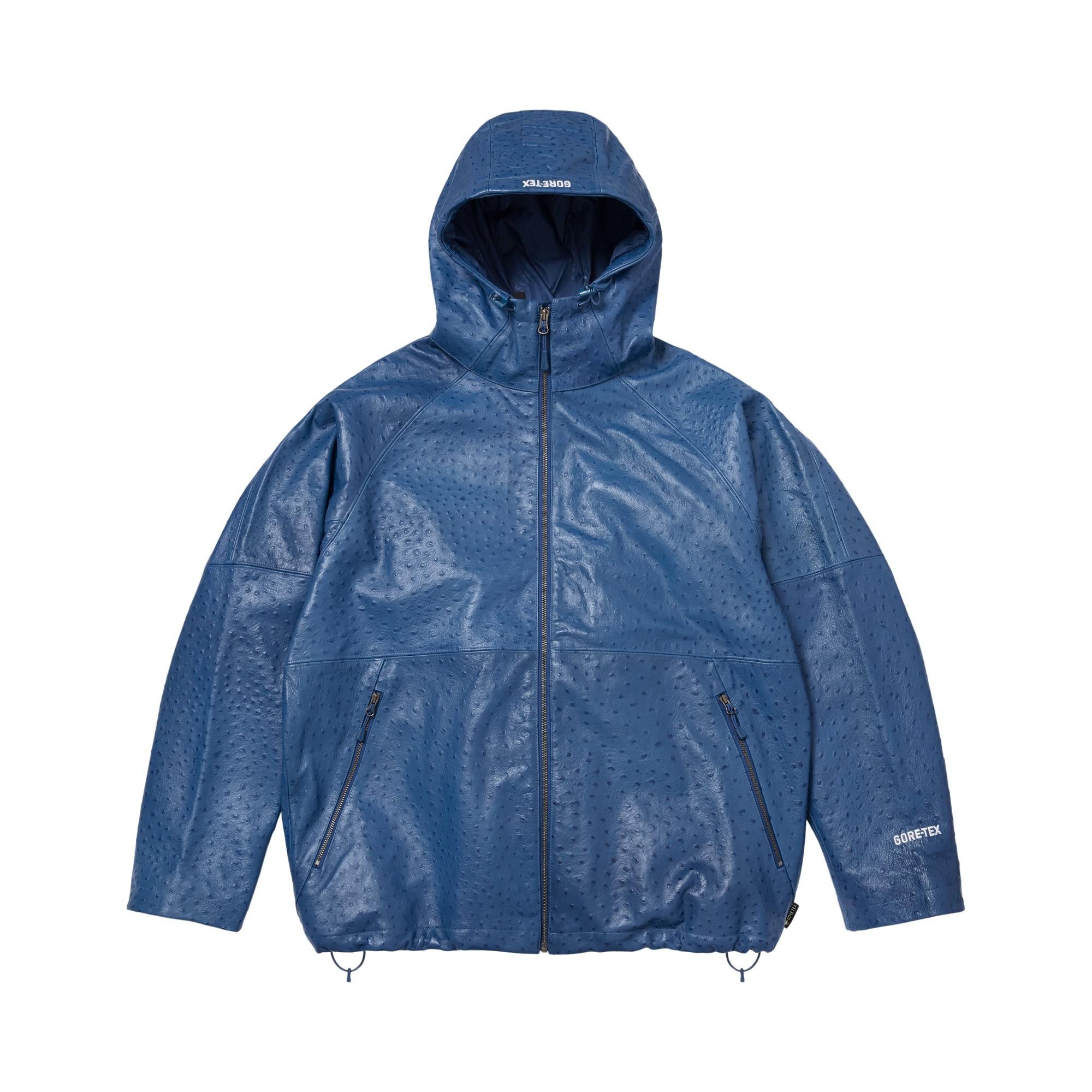 Buy Supreme GORE-TEX Ostrich Embossed Leather Jacket 'Blue