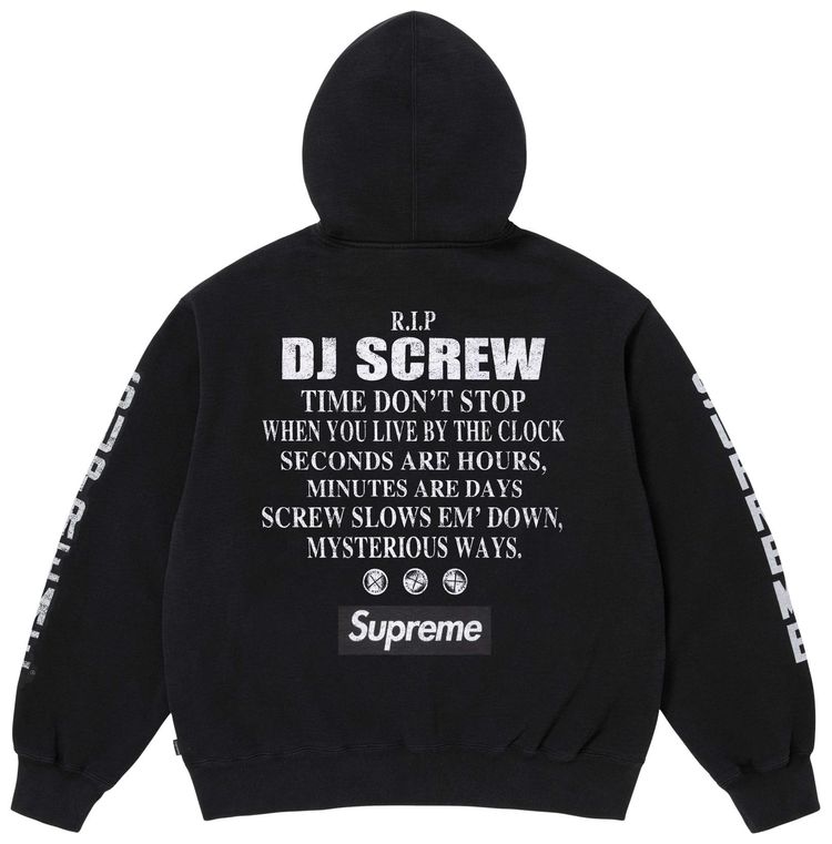 Supreme x Dj Screw Zip Up Hooded Sweatshirt Black