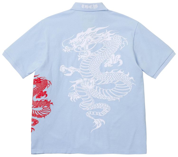 Supreme x The Great China Wall Dragon Polo Light Blue