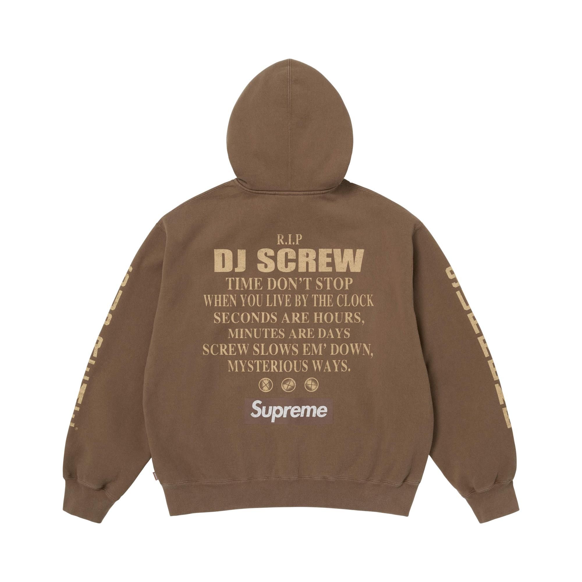 Buy Supreme x Dj Screw Zip Up Hooded Sweatshirt 'Dusty Brown