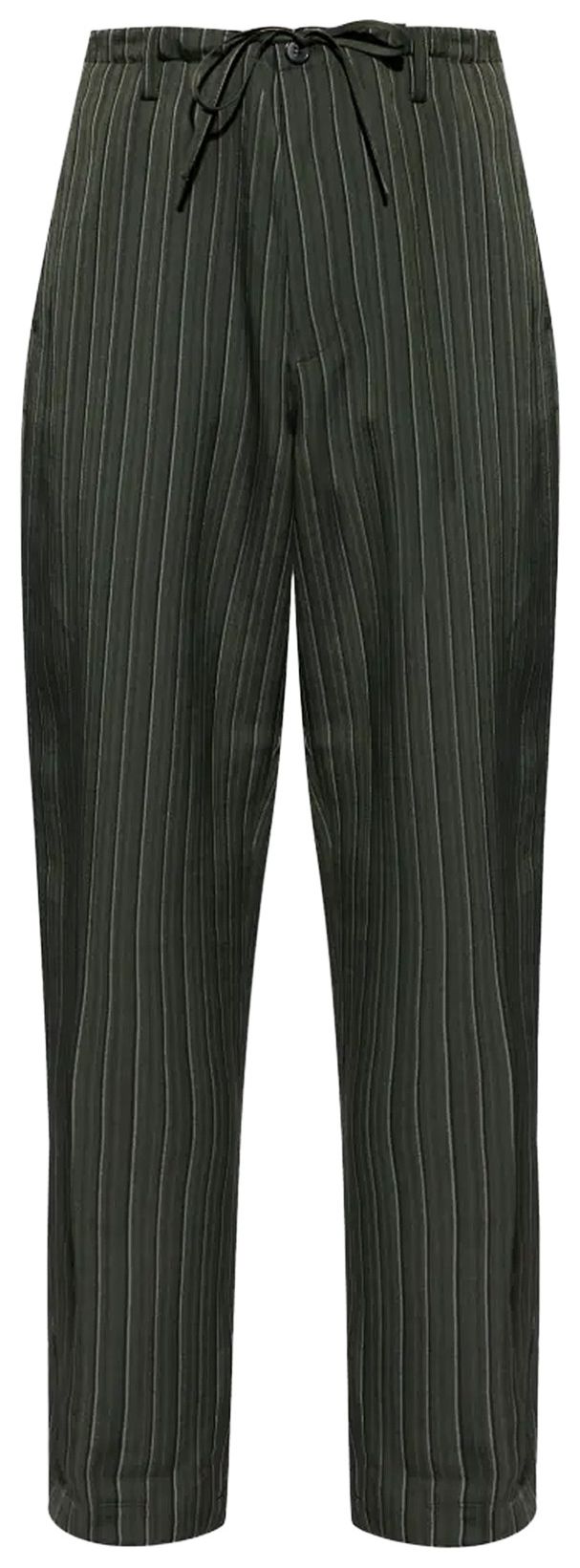 Dries Van Noten Striped Fluid Pants Dark Green