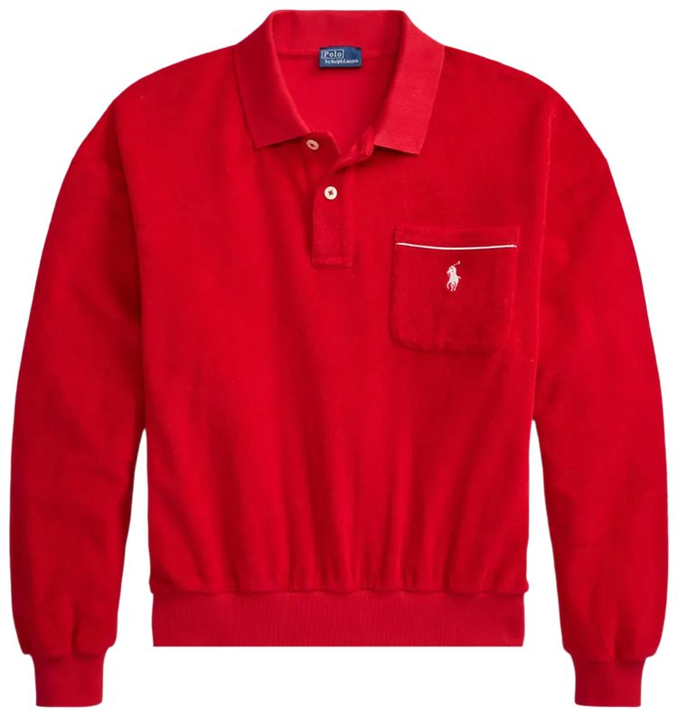 Polo Ralph Lauren Long Sleeve Knit Collar Polo Cruise Red