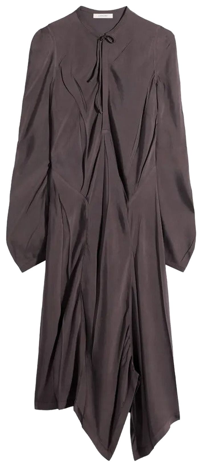 Lemaire Creased Bias Dress Glossy Brown