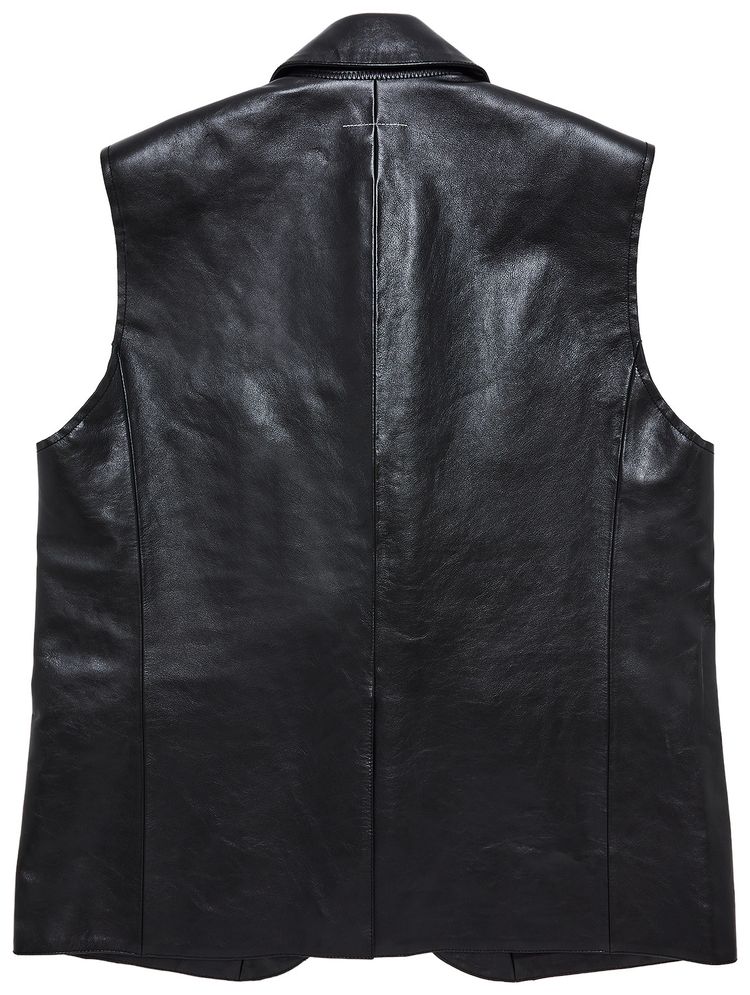 MM6 Maison Margiela Sheepskin Leather Sleeveless Gilet Black