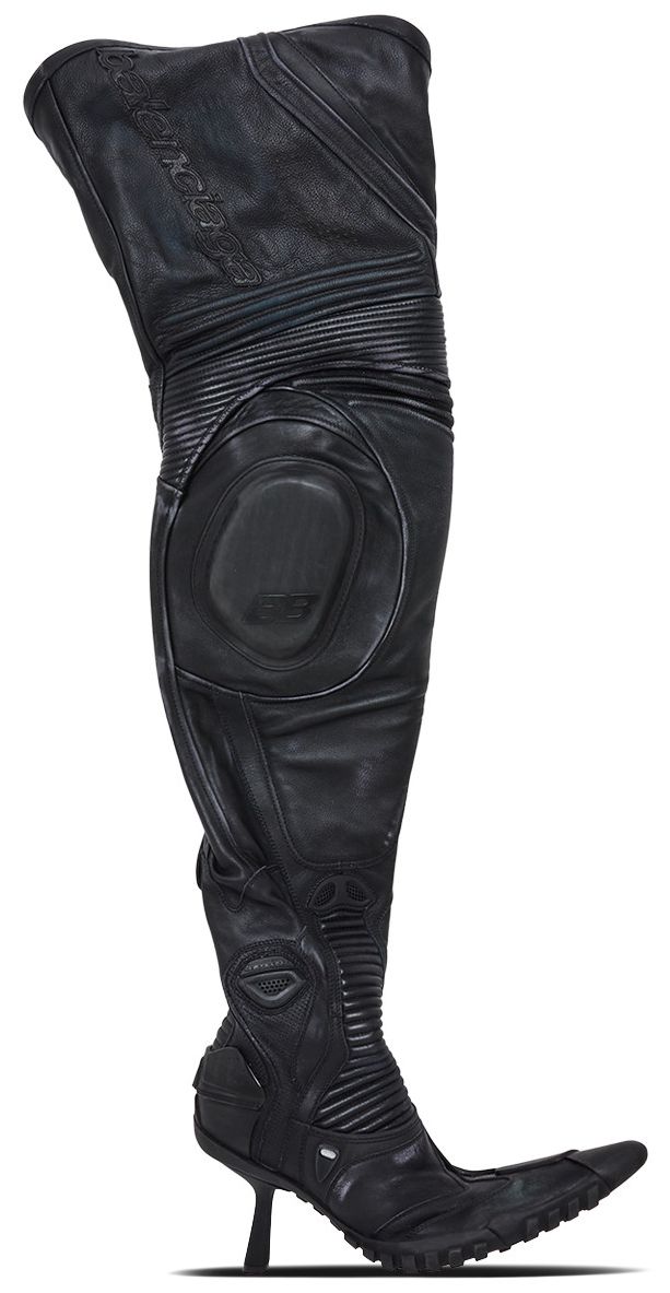 Balenciaga Wmns Heeled Over The Knee Biker Boot Black