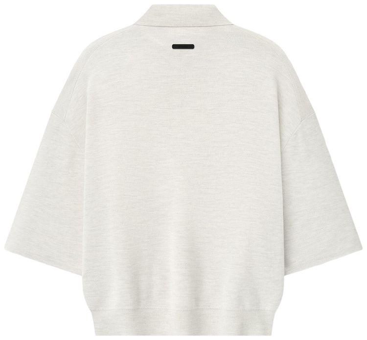 Fear of God Essentials Signature Quarter Sleeve 90s Knit Polo Oatmeal Heather
