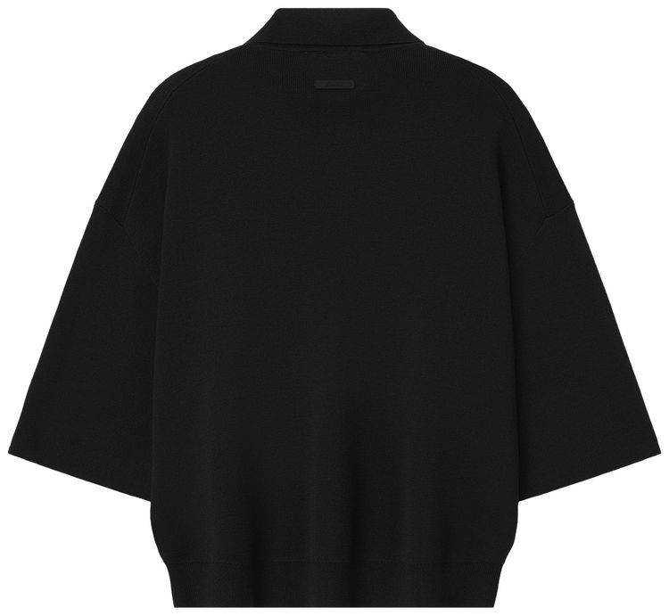 Fear of God Essentials Signature Quarter Sleeve 90s Knit Polo Vintage Black