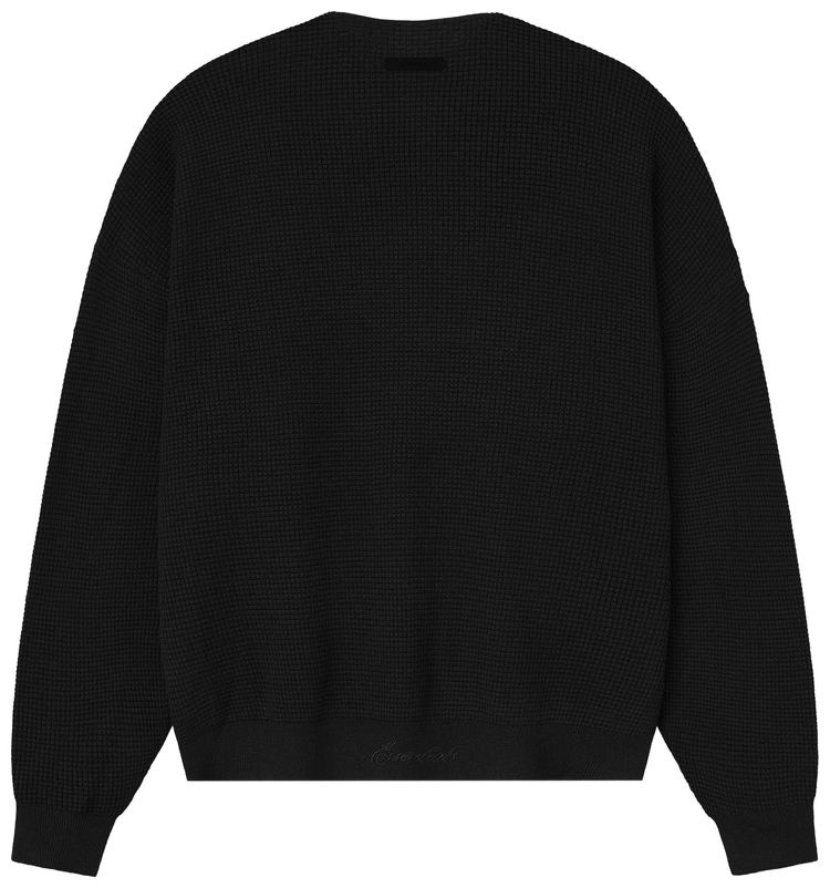 Fear of God Essentials Signature Waffle 90s Crewneck Sweater Vintage Black