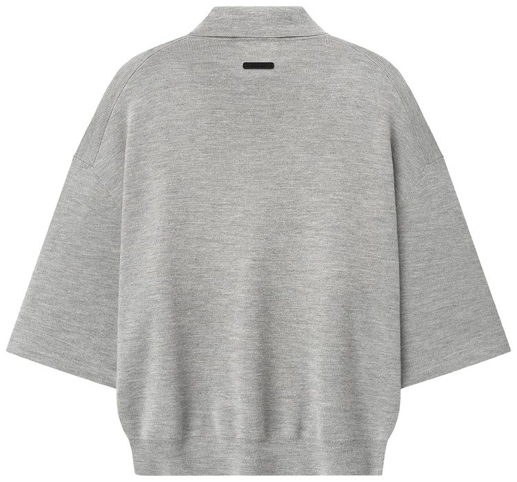 Fear of God Essentials Signature Quarter Sleeve 90s Knit Polo Concrete Heather