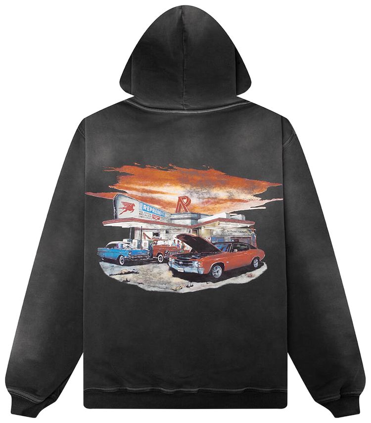 Represent Clo 24 Hour Service Hoodie Stained Black