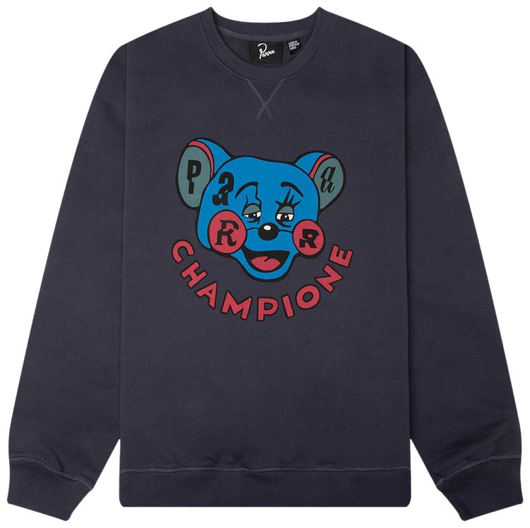 Parra Tired Champione Crew Neck Sweatshirt Grey