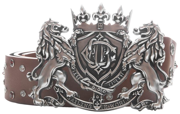 Birth Of Royal Child Lion Medal Leather Belt Brown