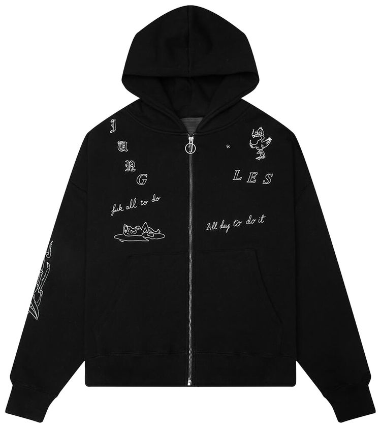 Jungles Fuck All To Do Zip Hoodie Black